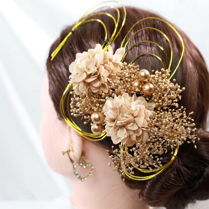 髪飾り ロール【ヘアアクセサリー 花 ドライフラワー プリザーブド 水引】 【結婚式 和装 アクセサリー】