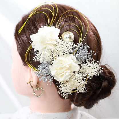 髪飾り シャダ【ヘアアクセサリー 花 ドライフラワー プリザーブド 水引】 【結婚式 和装 アクセサリー】