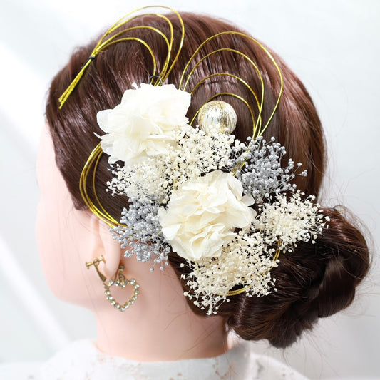 髪飾り シャダ【ヘアアクセサリー 花 ドライフラワー プリザーブド 水引】 【結婚式 和装 アクセサリー】