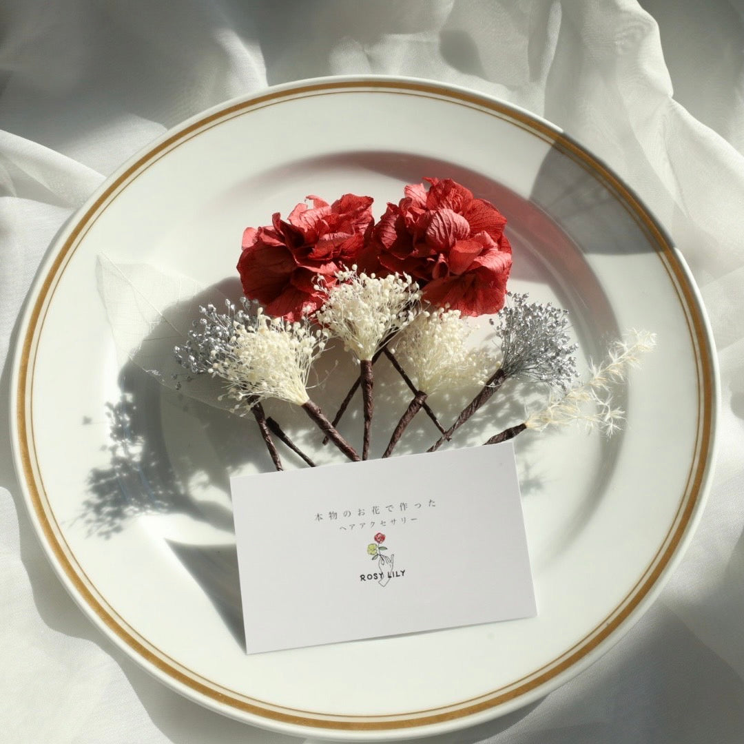 髪飾り K2【ヘアアクセサリー 花 ドライフラワー プリザーブド かすみ草】 【結婚式 和装 アクセサリー】