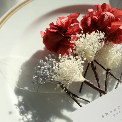 髪飾り K2【ヘアアクセサリー 花 ドライフラワー プリザーブド かすみ草】 【結婚式 和装 アクセサリー】