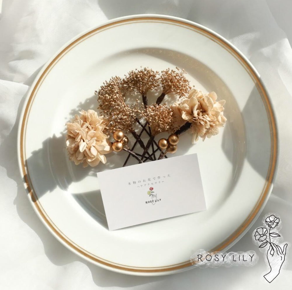 髪飾り K3【ヘアアクセサリー 花 ドライフラワー プリザーブド かすみ草】 【結婚式 和装 アクセサリー】