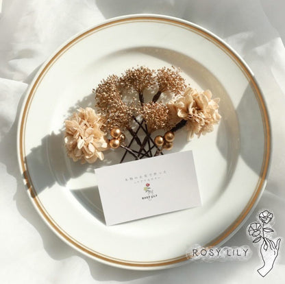 髪飾り K3【ヘアアクセサリー 花 ドライフラワー プリザーブド かすみ草】 【結婚式 和装 アクセサリー】