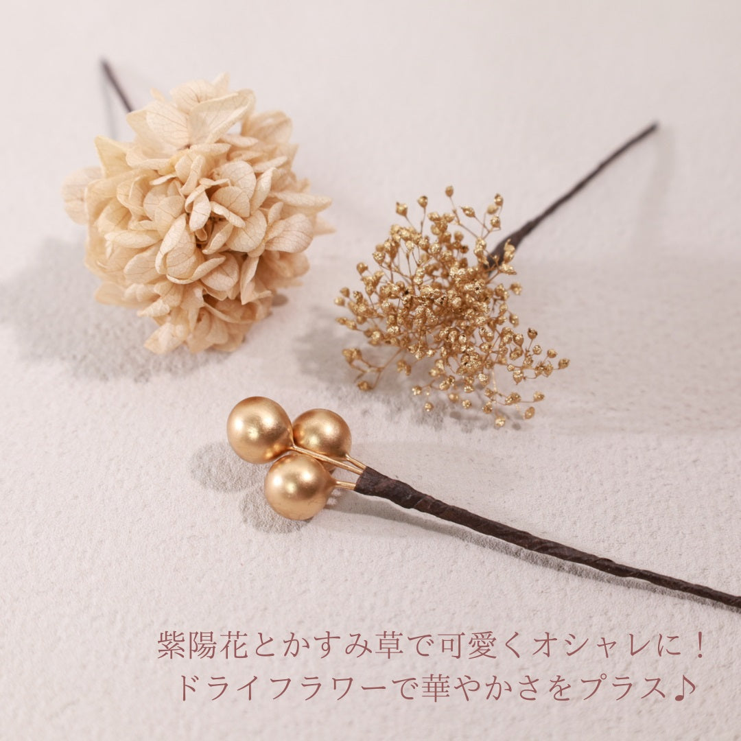 髪飾り K3【ヘアアクセサリー　花　ドライフラワー　プリザーブド　かすみ草】 【結婚式　和装　アクセサリー】