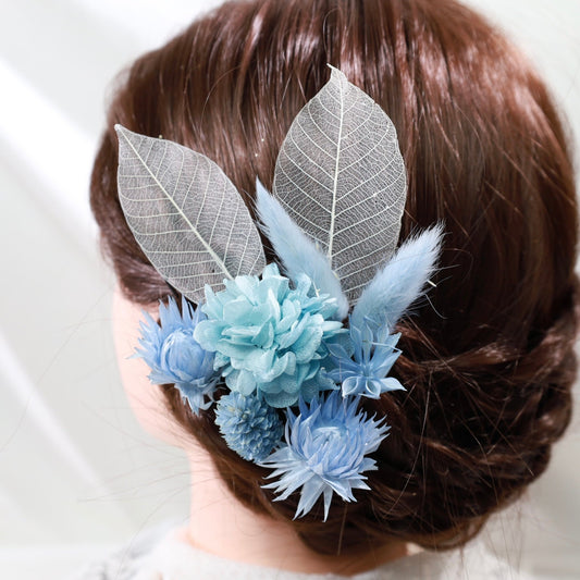 髪飾り K4【ヘアアクセサリー 花 ドライフラワー プリザーブド かすみ草】 【結婚式 和装 アクセサリー】