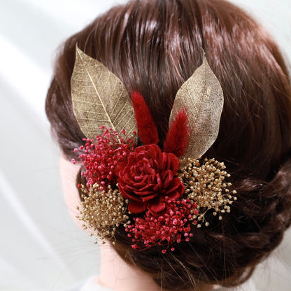 髪飾り K5【ヘアアクセサリー 花 ドライフラワー プリザーブド かすみ草】 【結婚式 和装 アクセサリー】
