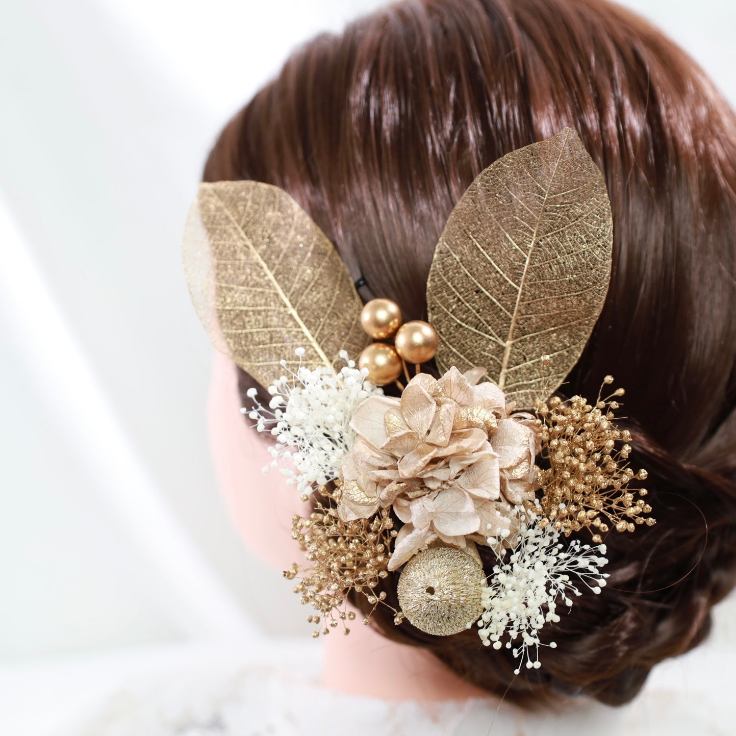 髪飾り K6【ヘアアクセサリー 花 ドライフラワー プリザーブド かすみ草】 【結婚式 和装 アクセサリー】