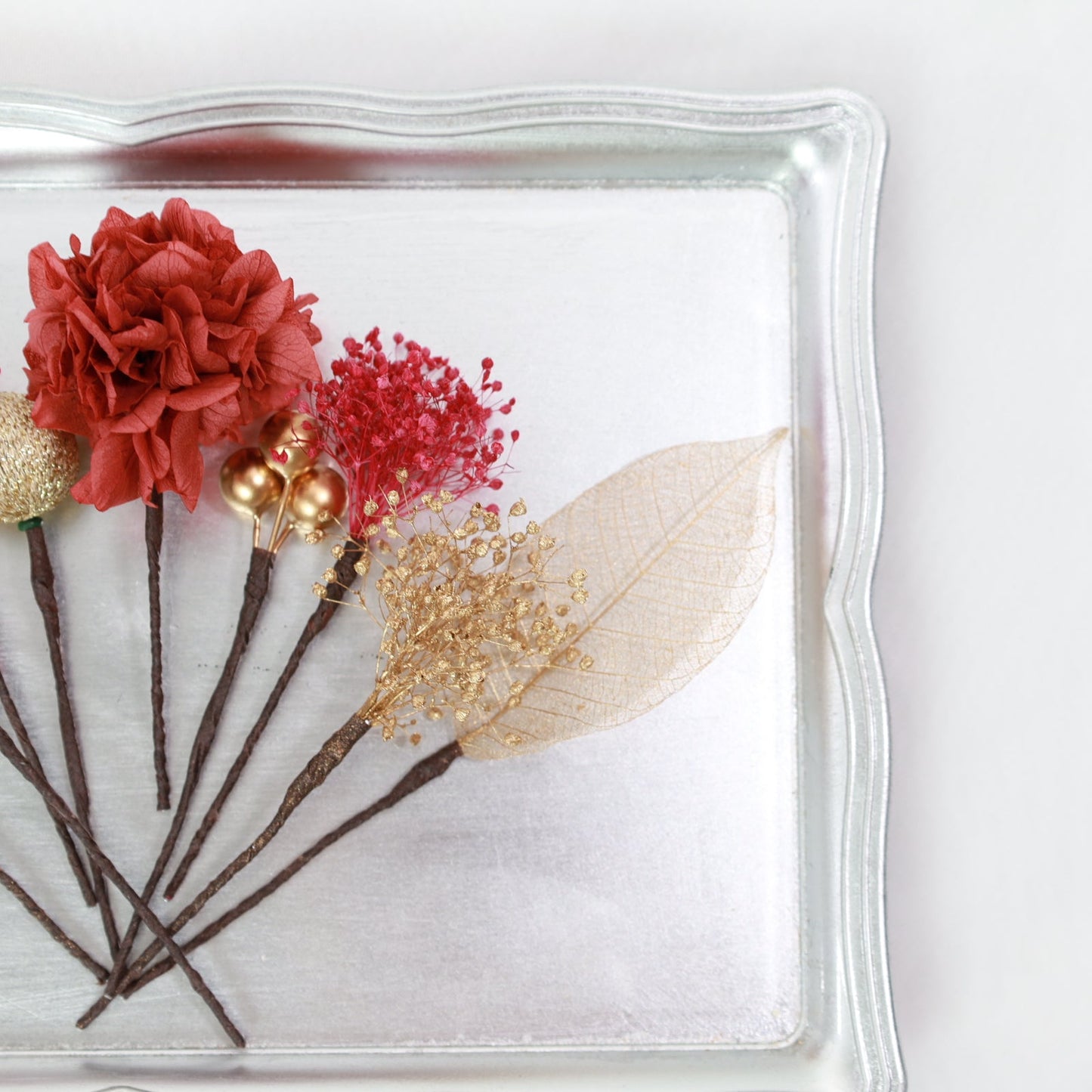 髪飾り K8【ヘアアクセサリー 花 ドライフラワー プリザーブド かすみ草】 【結婚式 和装 アクセサリー】