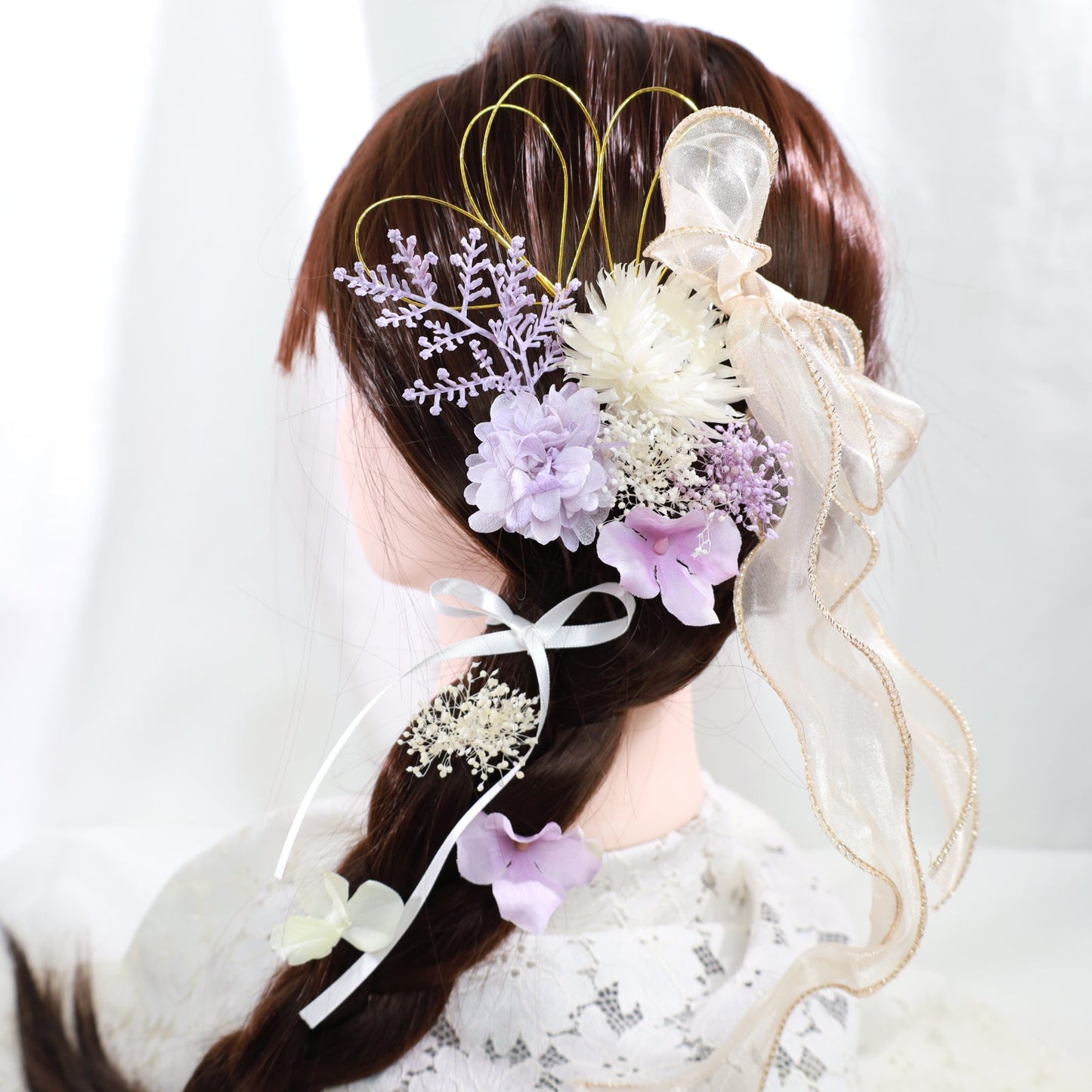 髪飾り スミレ【ヘアアクセサリー 花 ドライフラワー プリザーブド 水引】 【結婚式 ヘアアクセサリー】