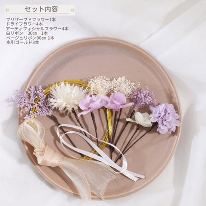 髪飾り スミレ【ヘアアクセサリー 花 ドライフラワー プリザーブド 水引】 【結婚式 ヘアアクセサリー】