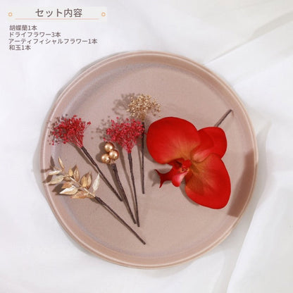 髪飾り 胡蝶蘭RD【ヘアアクセサリー 花 ドライフラワー プリザーブド 水引】 【結婚式 ヘアアクセサリー 胡蝶蘭】