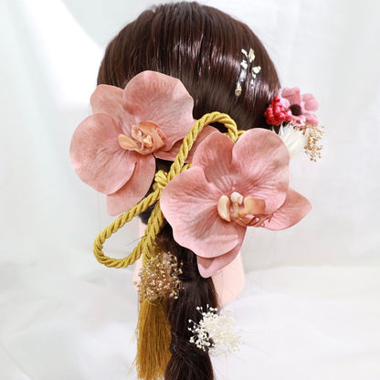 髪飾り 胡蝶蘭PKB【ヘアアクセサリー 花 ドライフラワー プリザーブド 水引】 【結婚式 ヘアアクセサリー 胡蝶蘭】