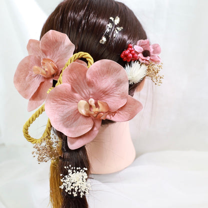 髪飾り 胡蝶蘭PKB【ヘアアクセサリー 花 ドライフラワー プリザーブド 水引】 【結婚式 ヘアアクセサリー 胡蝶蘭】