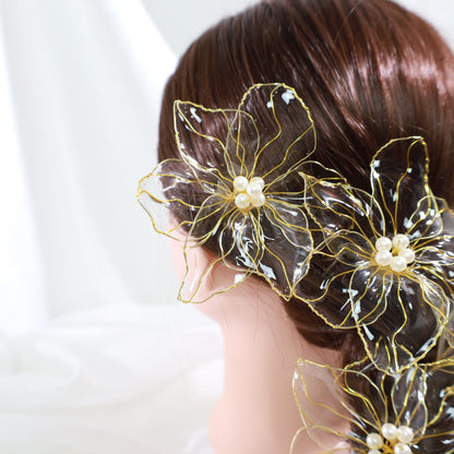 ヘッドドレス A9【アメリカンフラワー 髪飾り ヘアアクセサリー 花 ヘッドドレス ドライフラワー プリザーブドフラワー 水引 和玉髪飾り】 【結婚式 和装ヘアアクセサリー】