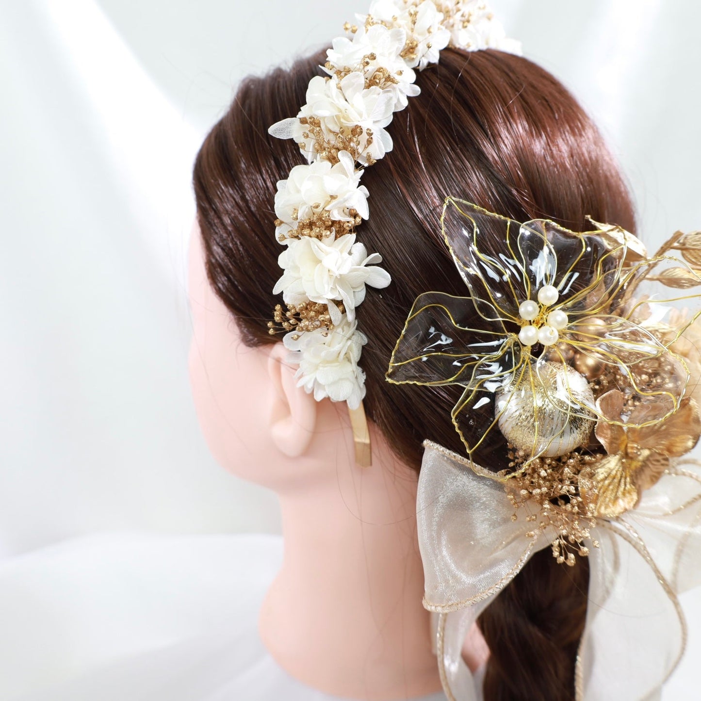 髪飾り ソミ【アメリカンフラワー 髪飾り ヘアアクセサリー 花 ヘッドドレス ドライフラワー プリザーブドフラワー 水引 和玉髪飾り】 【結婚式 和装 ヘアアクセサリー カチューシャ】