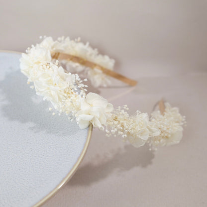 髪飾り カチューシャW【ヘアアクセサリー 花 ドライフラワー プリザーブド かすみ草】 【結婚式 和装 アクセサリー カチューシャ】