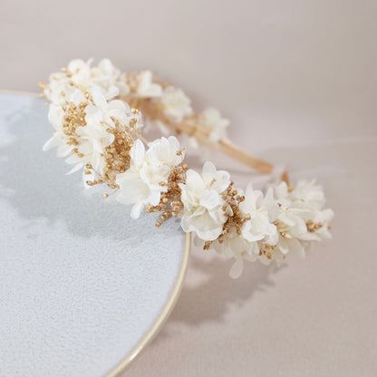 髪飾り カチューシャWG【ヘアアクセサリー 花 ドライフラワー プリザーブド かすみ草】 【結婚式 和装 アクセサリー カチューシャ】