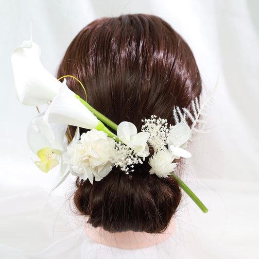 髪飾り リリィ【ヘアアクセサリー 花 ドライフラワー プリザーブド 水引】 【結婚式 ヘアアクセサリー リリィ】