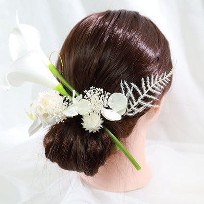 髪飾り リリィ【ヘアアクセサリー 花 ドライフラワー プリザーブド 水引】 【結婚式 ヘアアクセサリー リリィ】