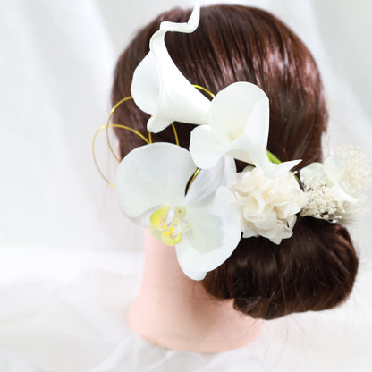 髪飾り リリィ【ヘアアクセサリー　花　ドライフラワー　プリザーブド　水引】 【結婚式　ヘアアクセサリー　リリィ】