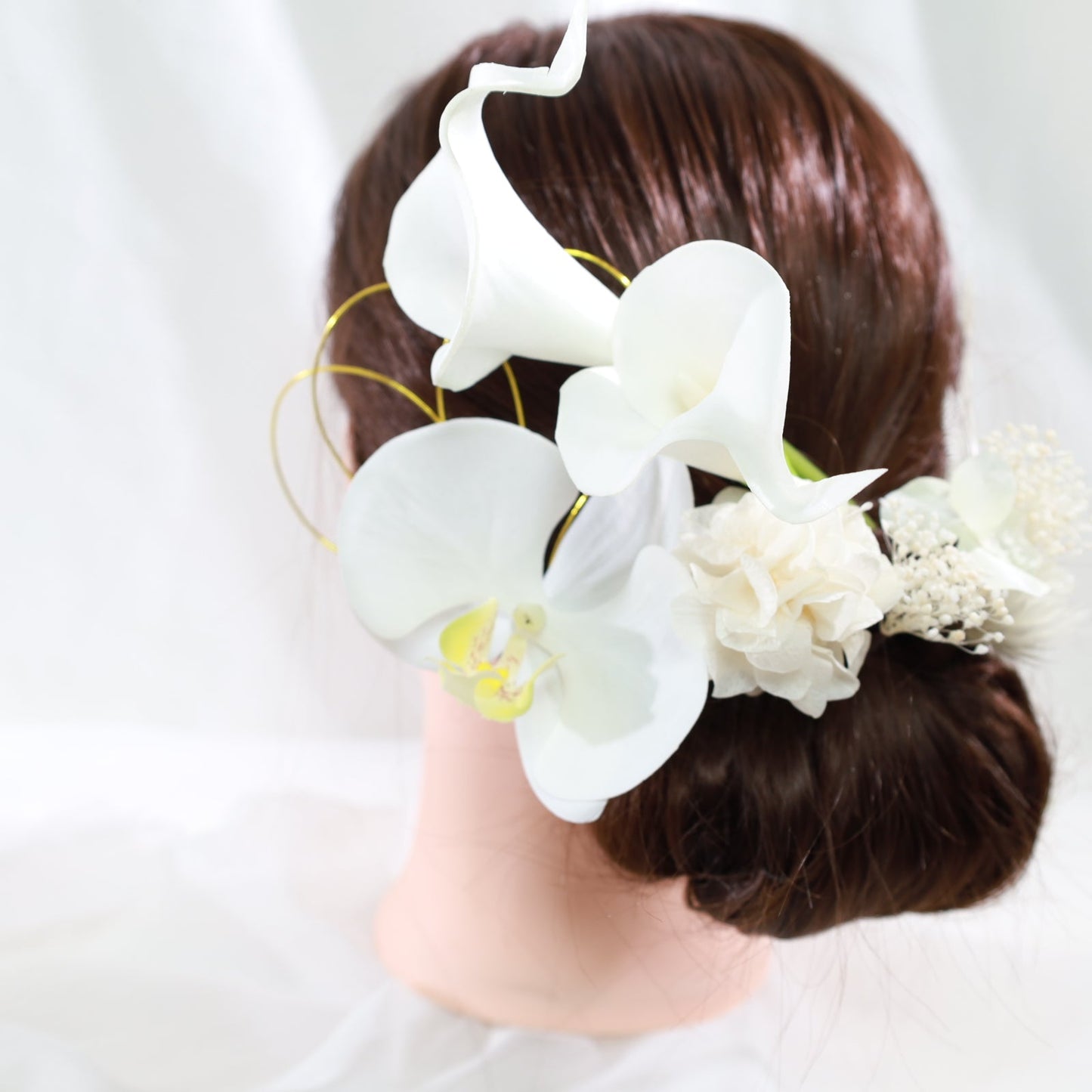 髪飾り リリィ【ヘアアクセサリー 花 ドライフラワー プリザーブド 水引】 【結婚式 ヘアアクセサリー リリィ】