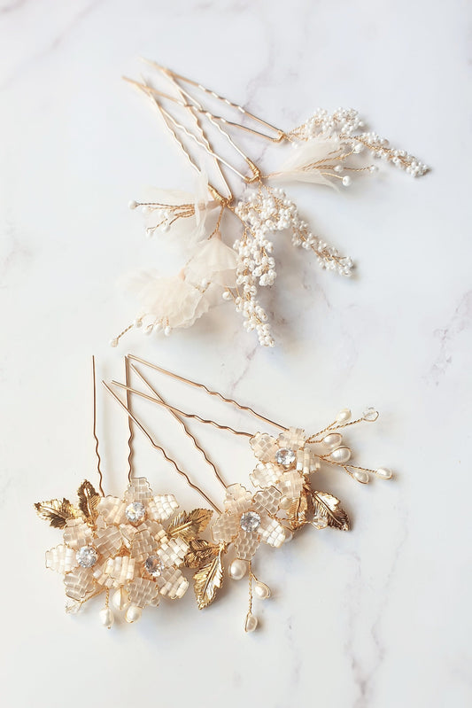 【ヘッドドレス】ヘアピンセット ~ブライダルヘッドドレス~ ≪HPN-07≫ 【結婚式 ヘアアクセサリー】