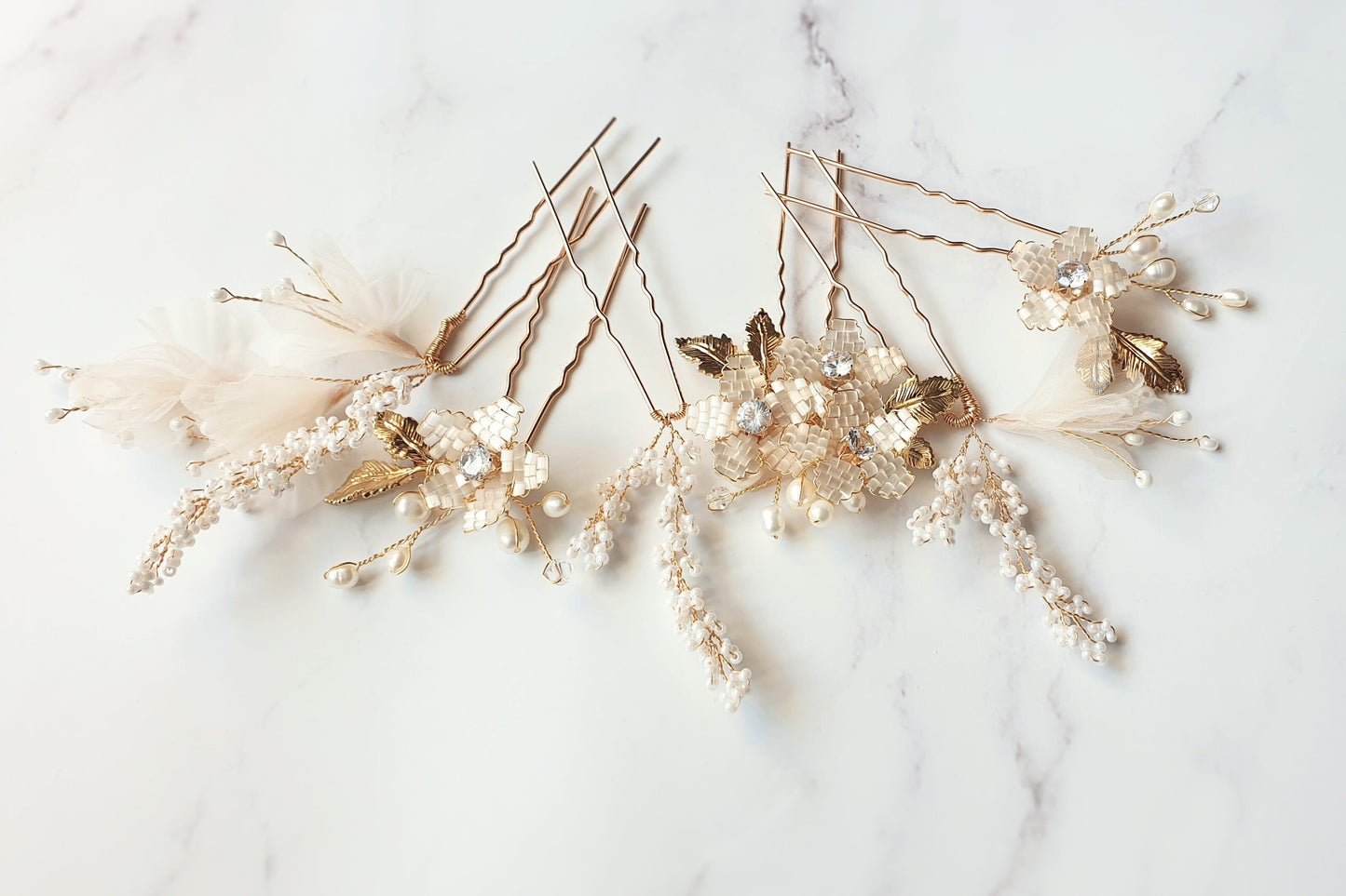 【ヘッドドレス】ヘアピンセット ~ブライダルヘッドドレス~ ≪HPN-07≫ 【結婚式 ヘアアクセサリー】