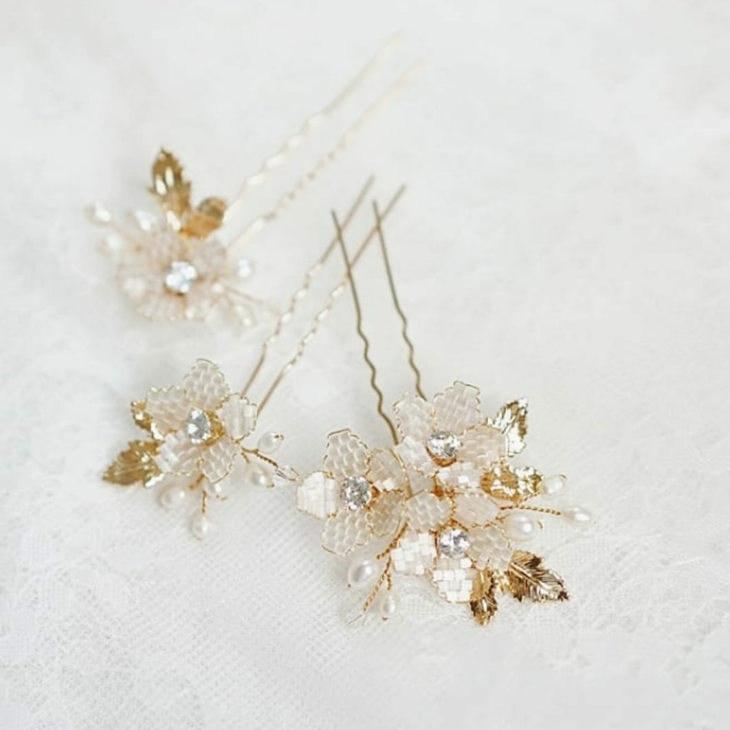 【ヘッドドレス】ヘアピンセット ~ブライダルヘッドドレス~ ≪HPN-07≫ 【結婚式 ヘアアクセサリー】