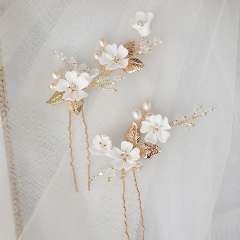 【ヘッドドレス】ヘアピンセット silver/gold ~ブライダルヘッドドレス~ ≪HPN-08≫ 【結婚式 ヘアアクセサリー】