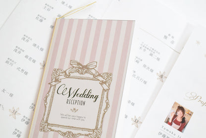 【結婚式 席次表 大人数専用】アンティークスウィート ピンク (印刷込み)【結婚式 ペーパー 席次表】