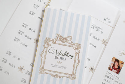 【結婚式 席次表 大人数専用】アンティークスウィート ブルー(印刷込み)【結婚式 ペーパー 席次表】