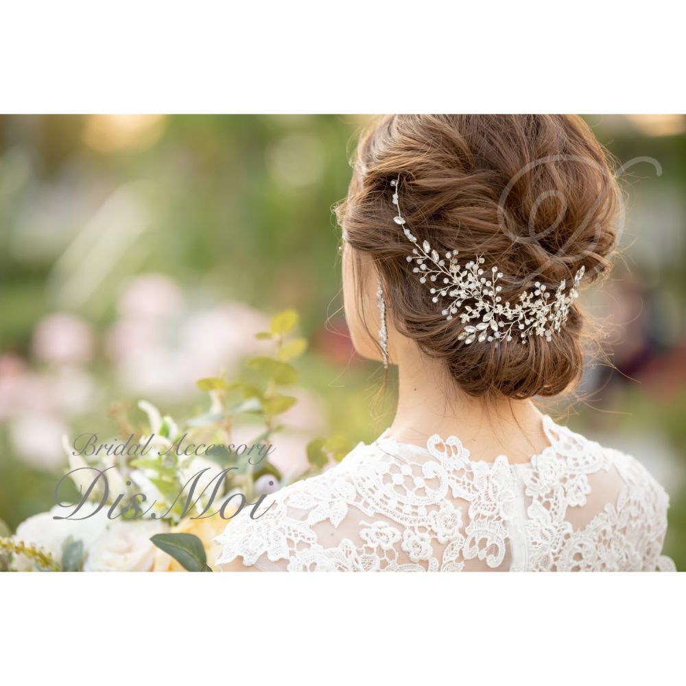 【ヘッドドレス】小枝アクセサリー silver ~ブライダルヘッドドレス~ ≪HV-10≫ 【結婚式 ヘアアクセサリー】
