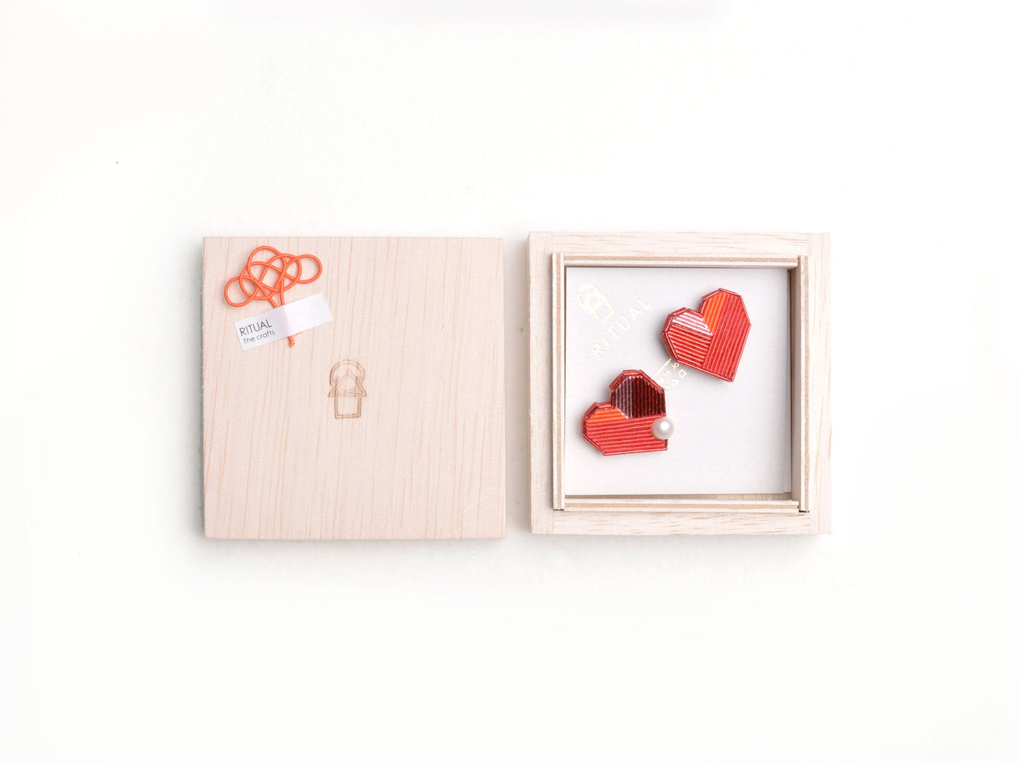 RITUAL 水引 ピアス/イヤリング [Heart Pearl][Red]/ブライダルアクセサリー 【結婚式 和装 アクセサリー】