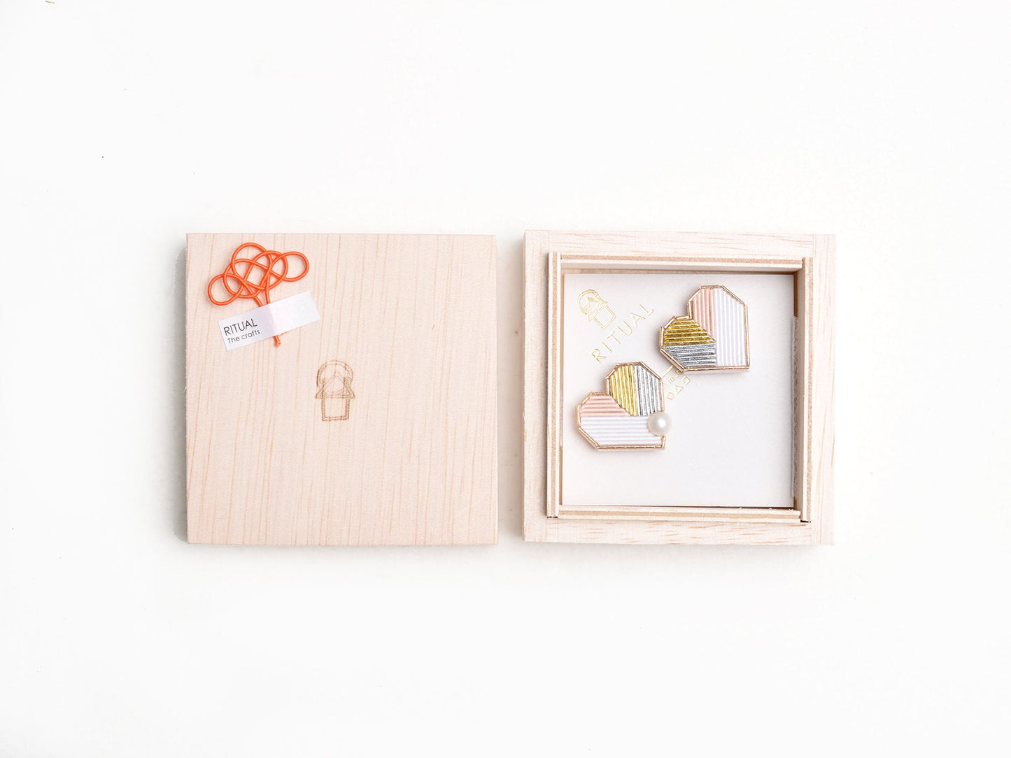 RITUAL 水引 ピアス/イヤリング [Heart Pearl][White]/ブライダルアクセサリー 【結婚式 和装 アクセサリー】