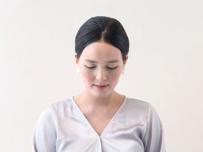 RITUAL 水引 ピアス/イヤリング [Heart Pearl][White]/ブライダルアクセサリー 【結婚式 和装 アクセサリー】