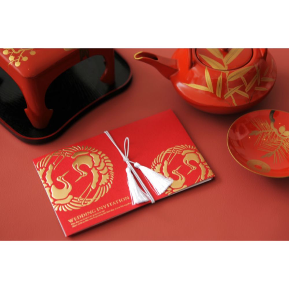 招待状セット 双縁 くれない【結婚式 ペーパー 招待状】