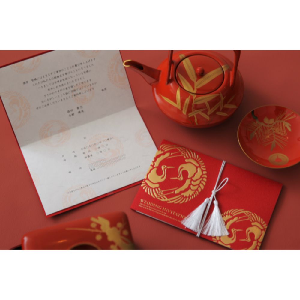 招待状セット 双縁 くれない【結婚式 ペーパー 招待状】