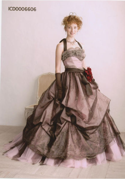 【SALE】カラードレス ブラウン×ピンク 【販売衣装】