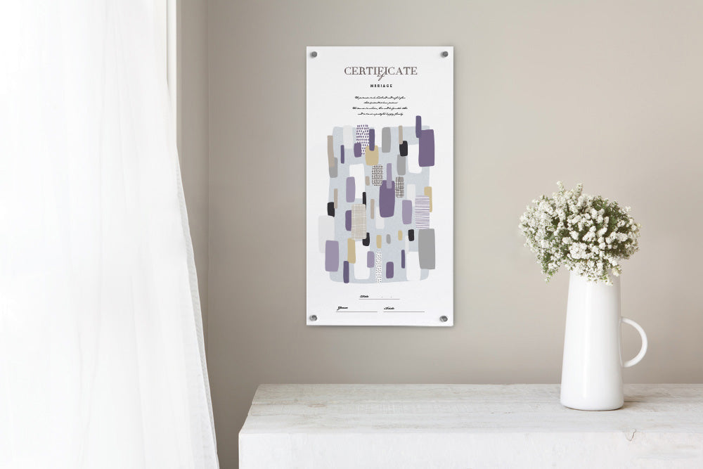 シールで作るゲスト参加型の結婚証明書・ウェディングアート(ブルー)【結婚式 結婚誓約書 ウェディング 挙式 ゲスト参加型】