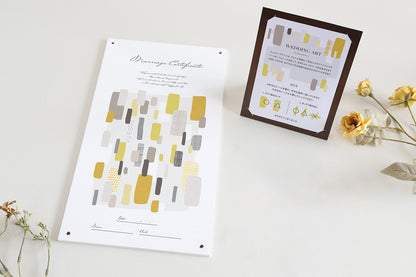 シールで作るゲスト参加型の結婚証明書・ウェディングアート(イエロー)【結婚式 結婚誓約書 ウェディング 挙式 ゲスト参加型】