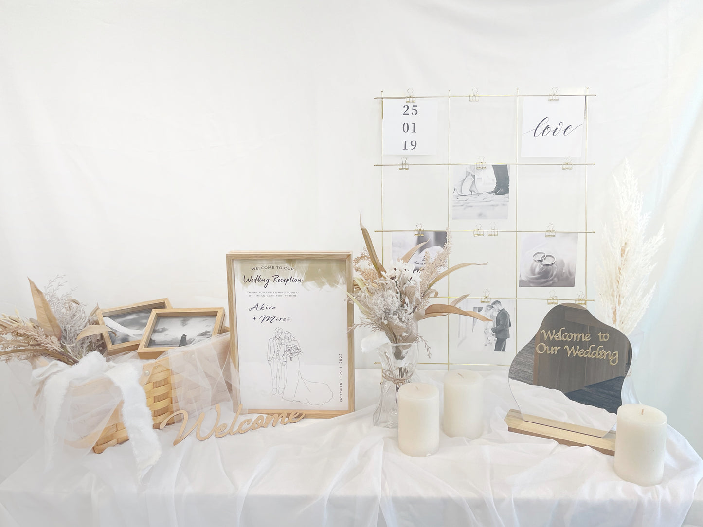 【3泊4日レンタル】フォト＆ミラーコーディネートセット レンタルウェルカムグッズ 【結婚式 ウェルカムスペース レンタル】