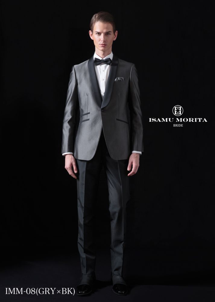 IMM-08(GRY×BK) 【結婚式 タキシード レンタル】