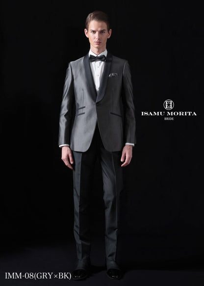 IMM-08(GRY×BK) 【結婚式 タキシード レンタル】