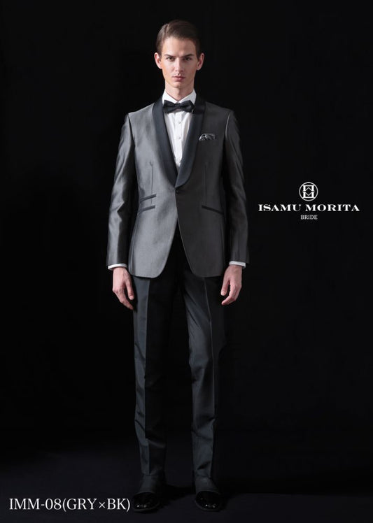 IMM-08(GRY×BK) 【結婚式 タキシード レンタル】