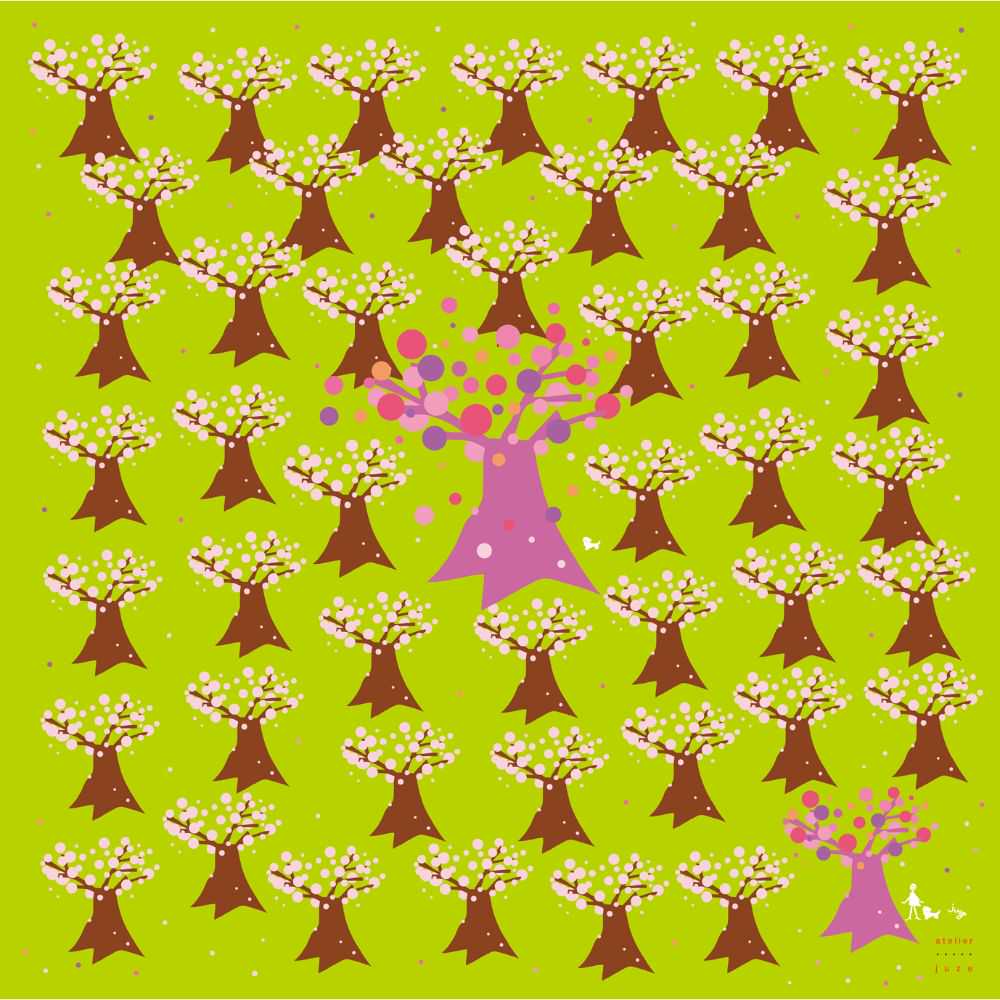 アトリエ・ジュゼのハンカチ(sakura_イエローグリーン) 【結婚式 ギフト 引き出物 タオル 寝具】