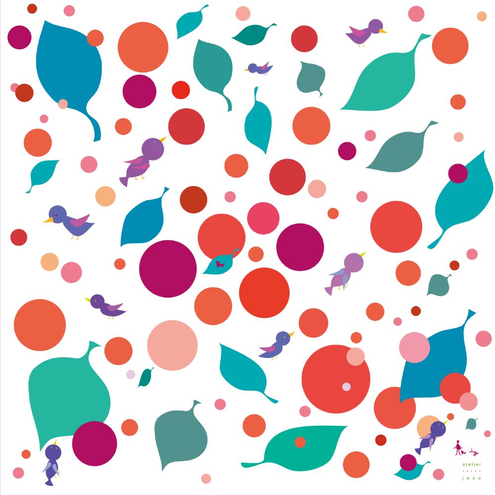 アトリエ・ジュゼのハンカチ(鳥と木の実_ホワイト) 【結婚式 ギフト 引き出物 タオル 寝具】