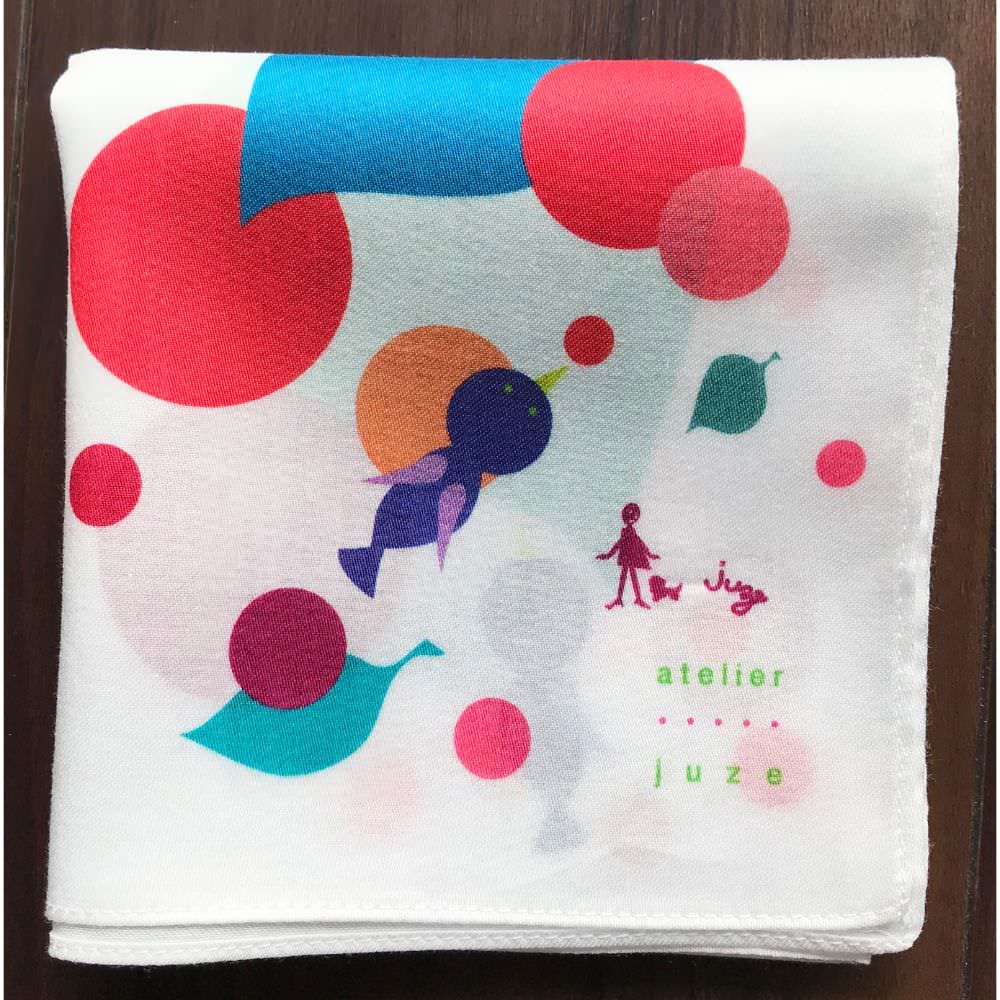 アトリエ・ジュゼのハンカチ(鳥と木の実_ホワイト) 【結婚式 ギフト 引き出物 タオル 寝具】