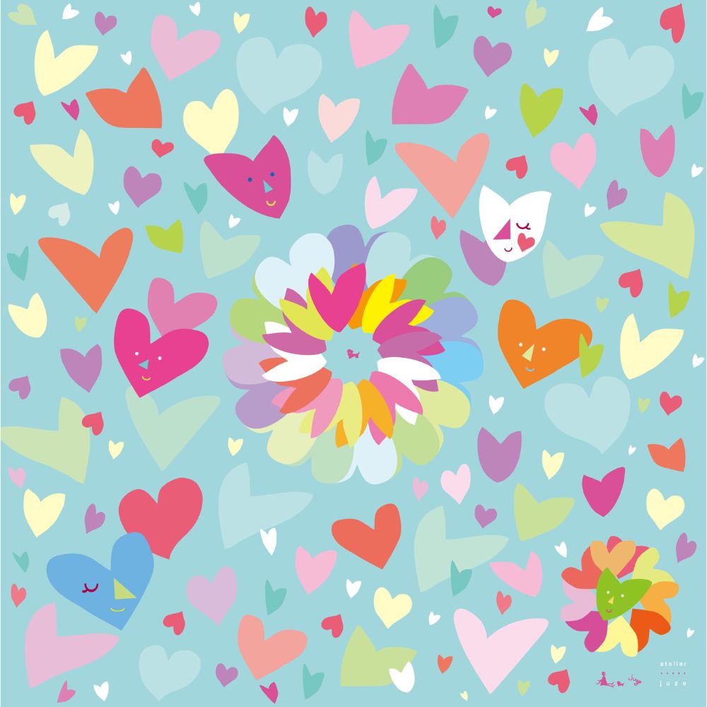 アトリエ・ジュゼのハンカチ(heart_ブルー) 【結婚式 ギフト 引き出物 タオル 寝具】