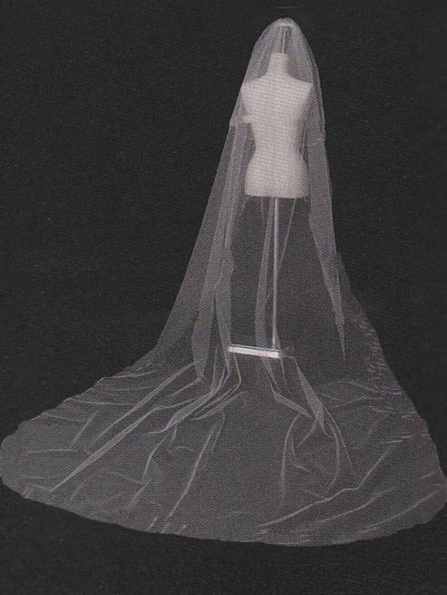 シンプルチュールロングベール (300cm) 【結婚式 ベール レンタル】