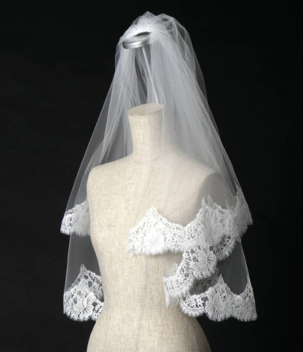 フランス製リバーレースのロングベールJVL137L 【結婚式 ベール レンタル】